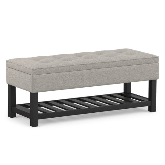 Cloud Grey Linen Style Fabric | Cosmopolitan Ottoman Bench in Linen