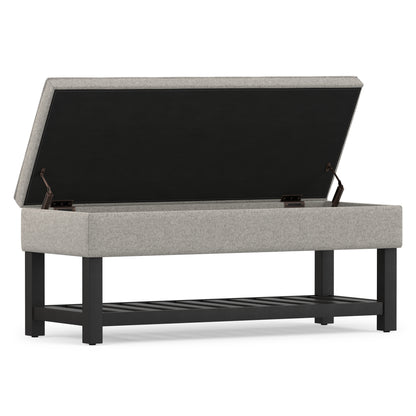 Cloud Grey Linen Style Fabric | Cosmopolitan Ottoman Bench in Linen