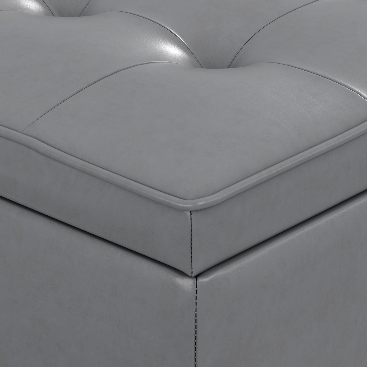 Stone Grey Vegan Leather | Cosmopolitan Entryway Storage Ottoman Bench