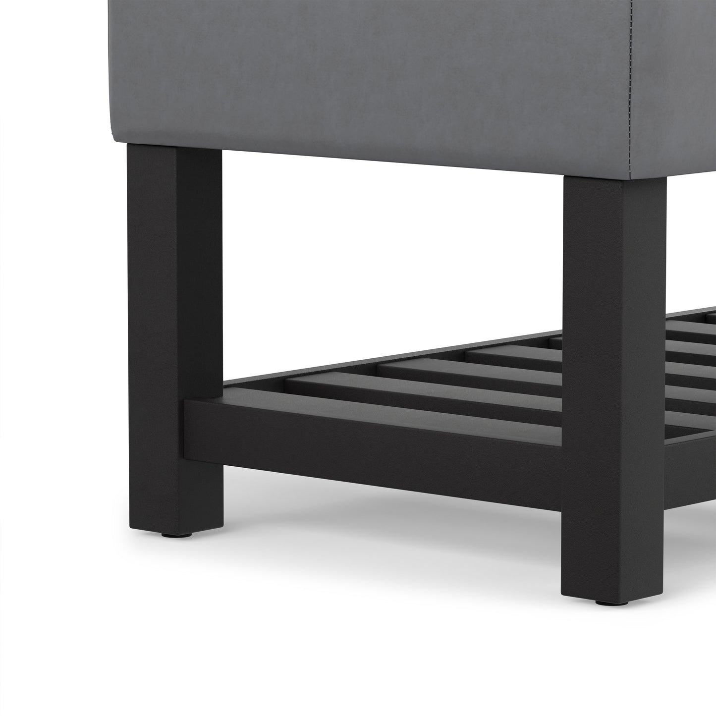 Stone Grey Vegan Leather | Cosmopolitan Entryway Storage Ottoman Bench