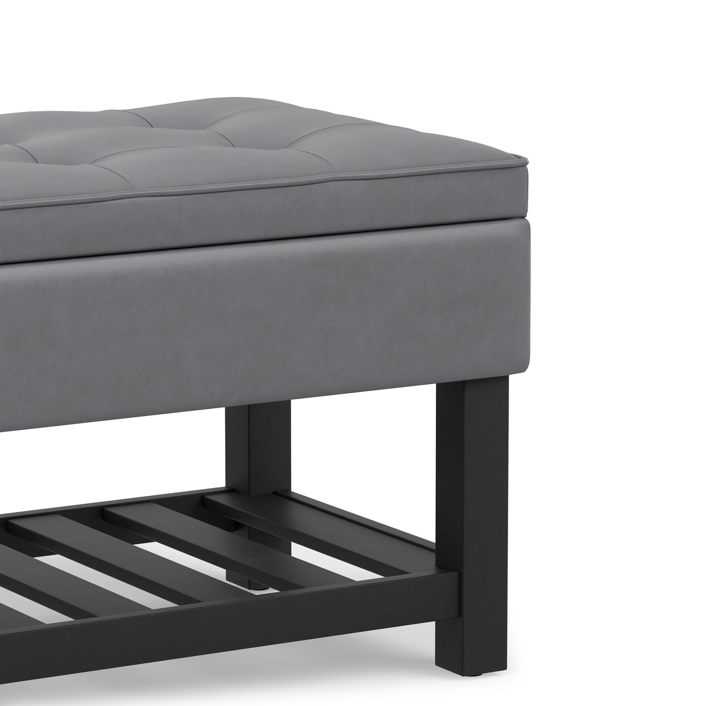 Stone Grey Vegan Leather | Cosmopolitan Entryway Storage Ottoman Bench