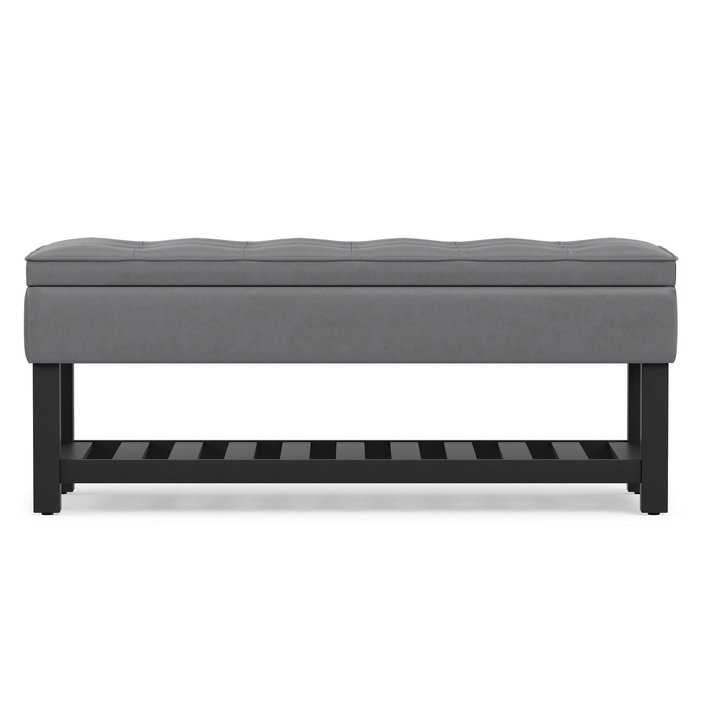 Stone Grey Vegan Leather | Cosmopolitan Entryway Storage Ottoman Bench