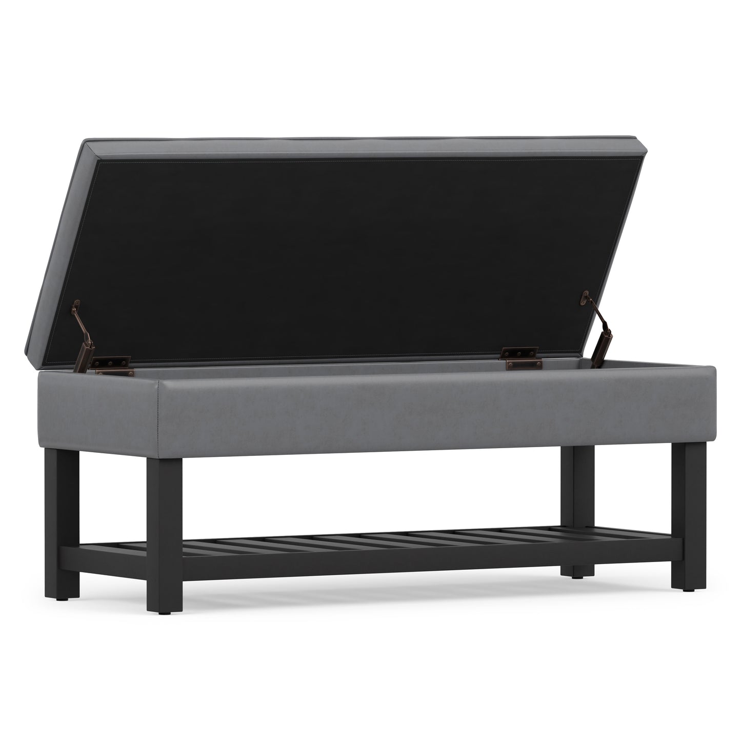 Stone Grey Vegan Leather | Cosmopolitan Entryway Storage Ottoman Bench