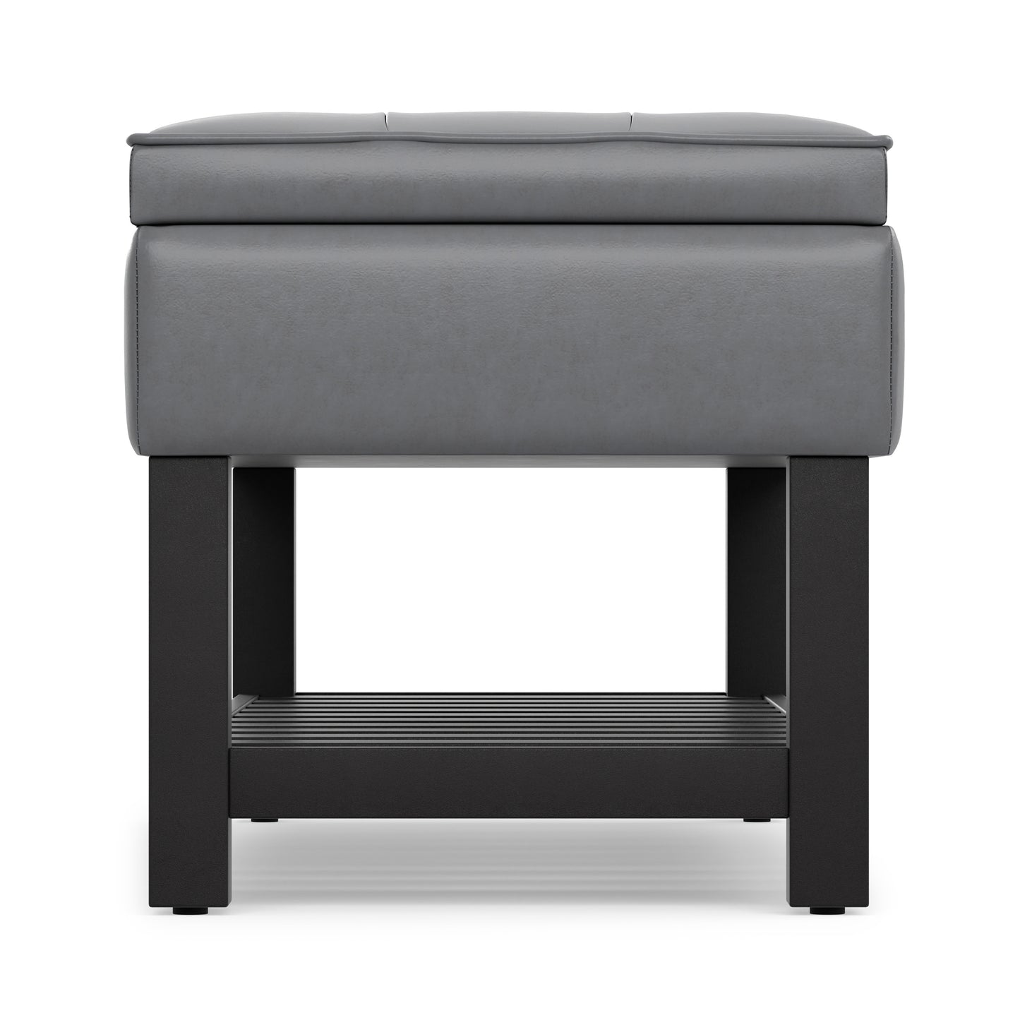 Stone Grey Vegan Leather | Cosmopolitan Entryway Storage Ottoman Bench