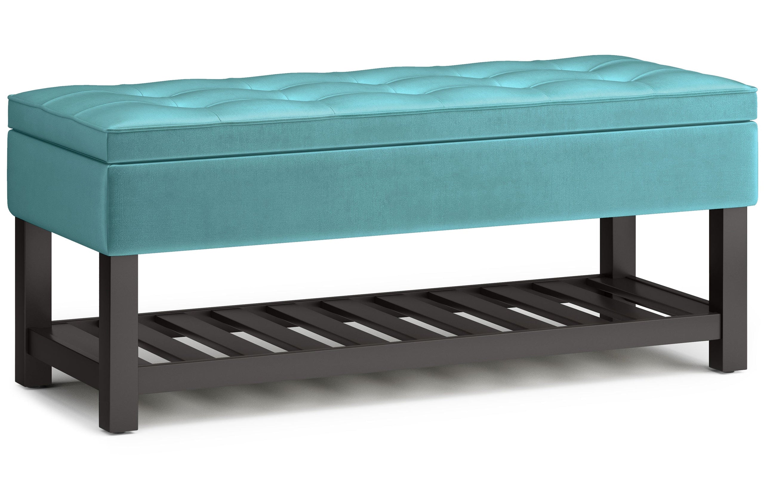 Aqua Velvet Fabric | Cosmopolitan Entryway Storage Ottoman Bench