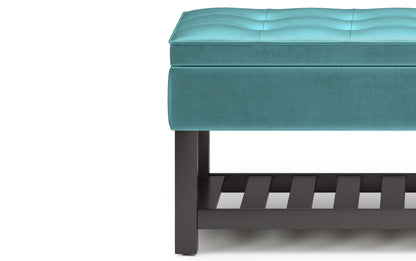 Aqua Velvet Fabric | Cosmopolitan Entryway Storage Ottoman Bench