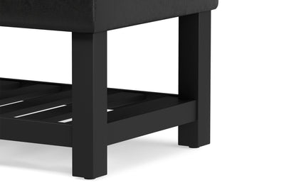 Distressed Black Distressed Vegan Leather | Cosmopolitan Entryway Storage Ottoman
