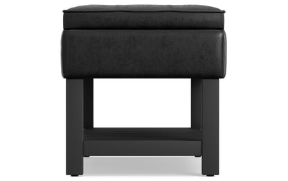 Distressed Black Distressed Vegan Leather | Cosmopolitan Entryway Storage Ottoman