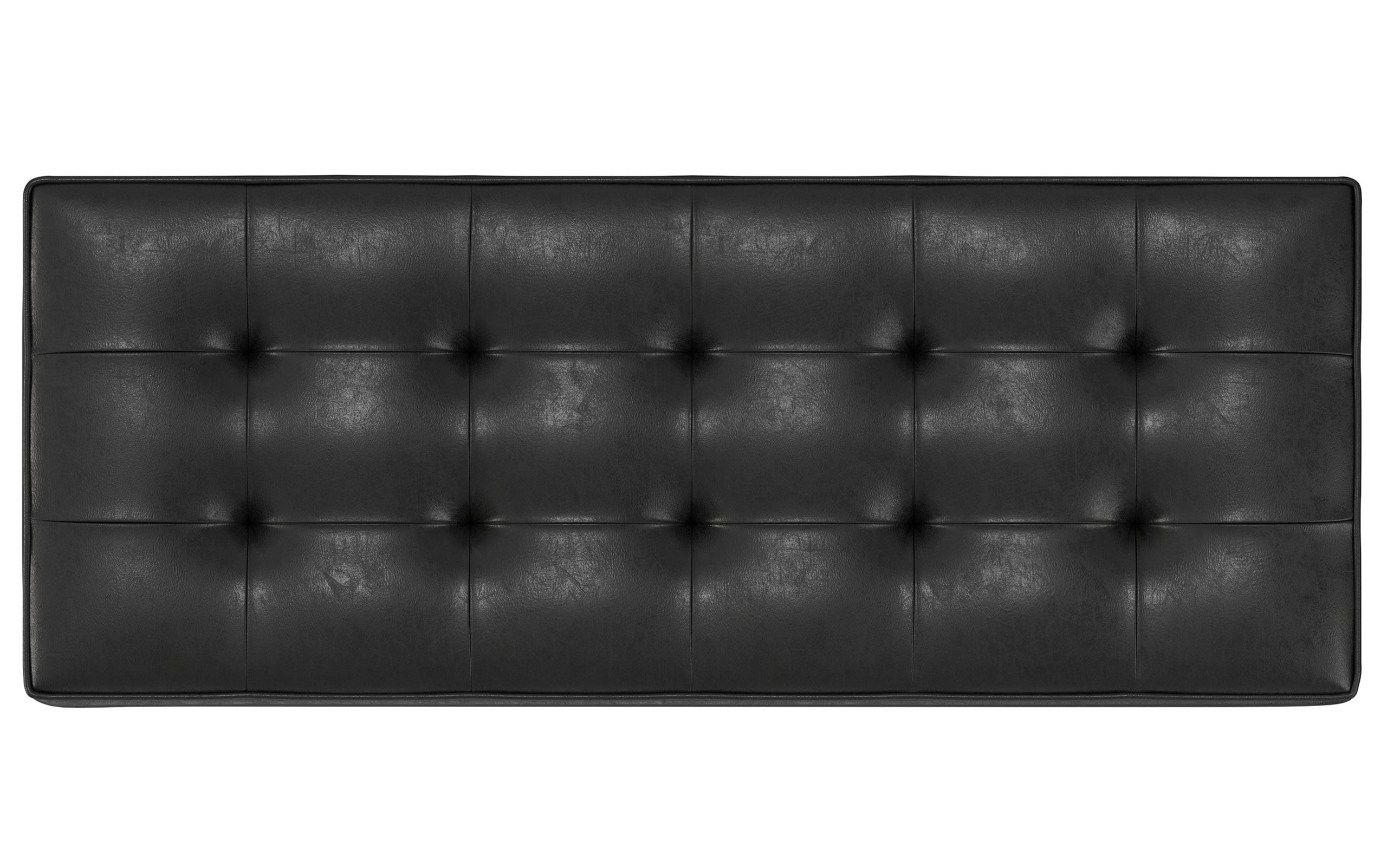 Distressed Black Distressed Vegan Leather | Cosmopolitan Entryway Storage Ottoman