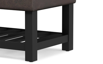 Distressed Brown Distressed Vegan Leather | Cosmopolitan Entryway Storage Ottoman Bench
