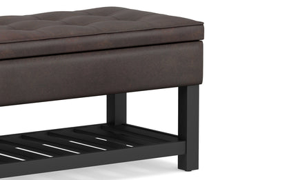 Distressed Brown Distressed Vegan Leather | Cosmopolitan Entryway Storage Ottoman Bench