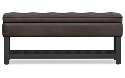 Distressed Brown Distressed Vegan Leather | Cosmopolitan Entryway Storage Ottoman Bench