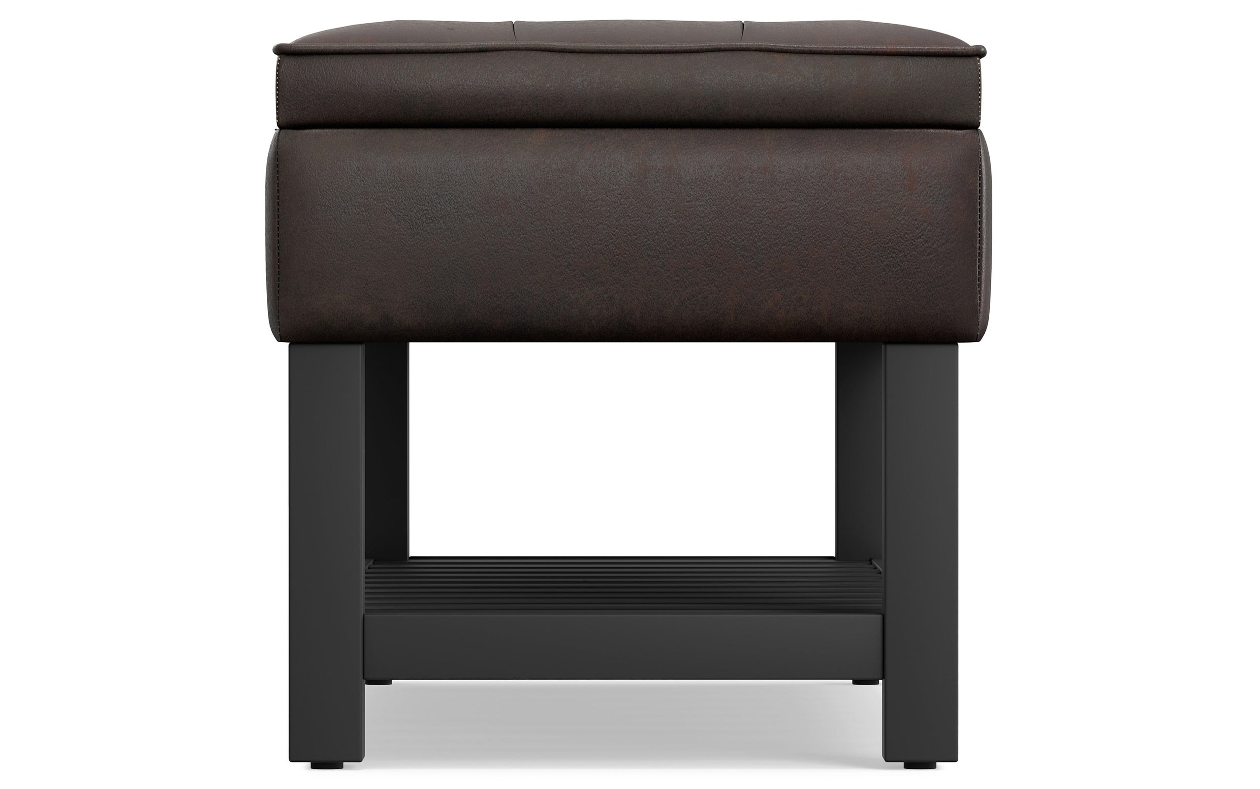 Distressed Brown Distressed Vegan Leather | Cosmopolitan Entryway Storage Ottoman Bench