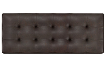 Distressed Brown Distressed Vegan Leather | Cosmopolitan Entryway Storage Ottoman Bench