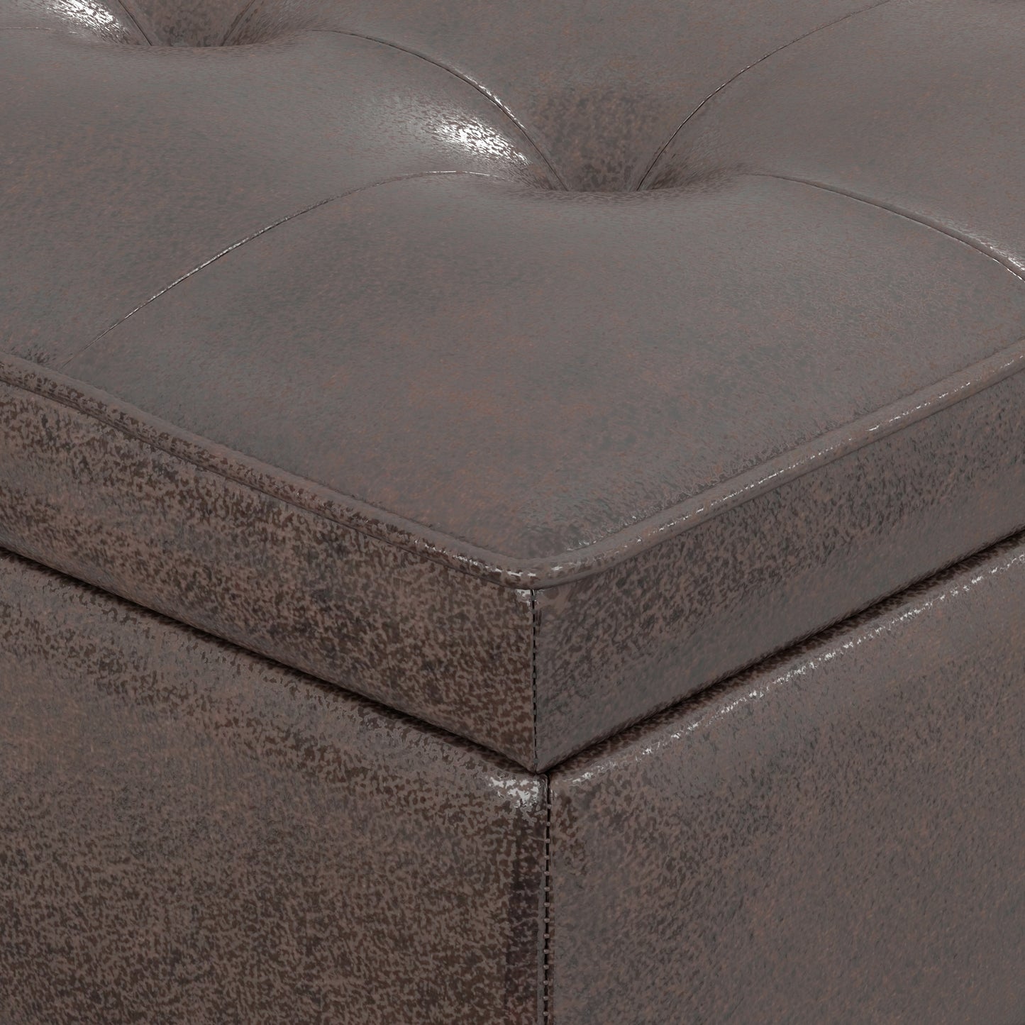 Cosmopolitan Ottoman Bench in Distressed Vegan Leather
