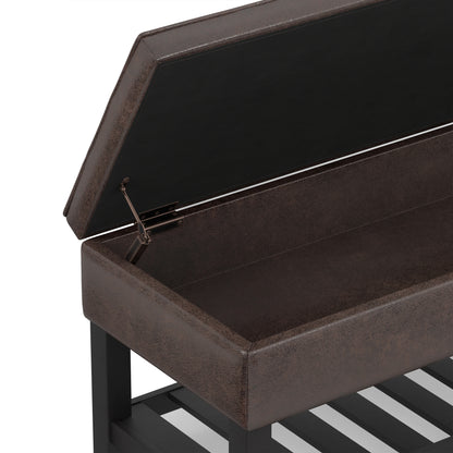 Distressed Brown Distressed Vegan Leather | Cosmopolitan Ottoman Bench in Distressed Vegan Leather