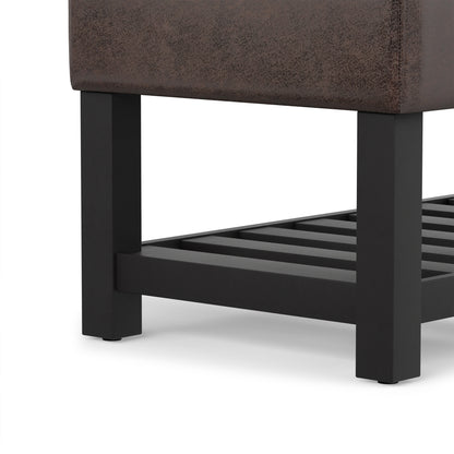 Distressed Brown Distressed Vegan Leather | Cosmopolitan Ottoman Bench in Distressed Vegan Leather