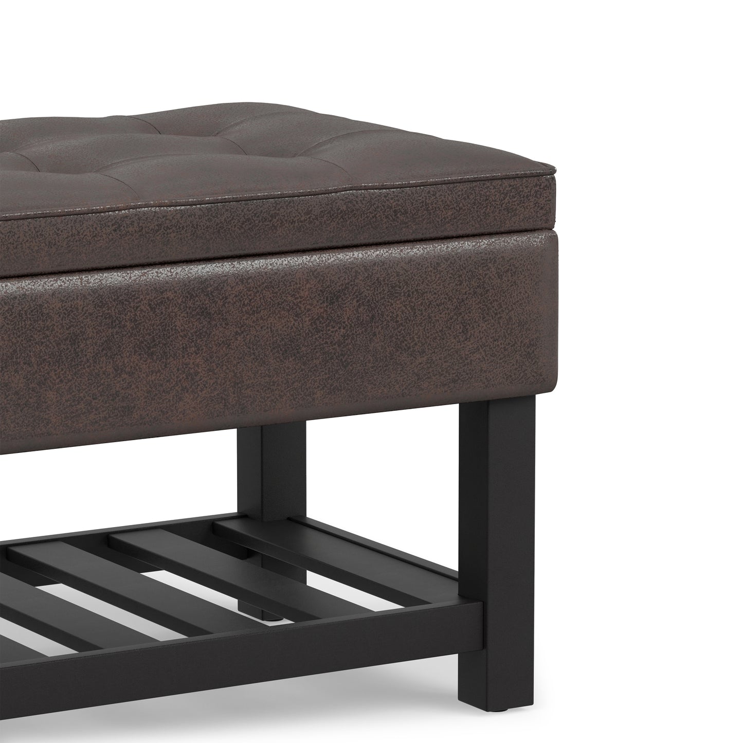 Cosmopolitan Ottoman Bench in Distressed Vegan Leather