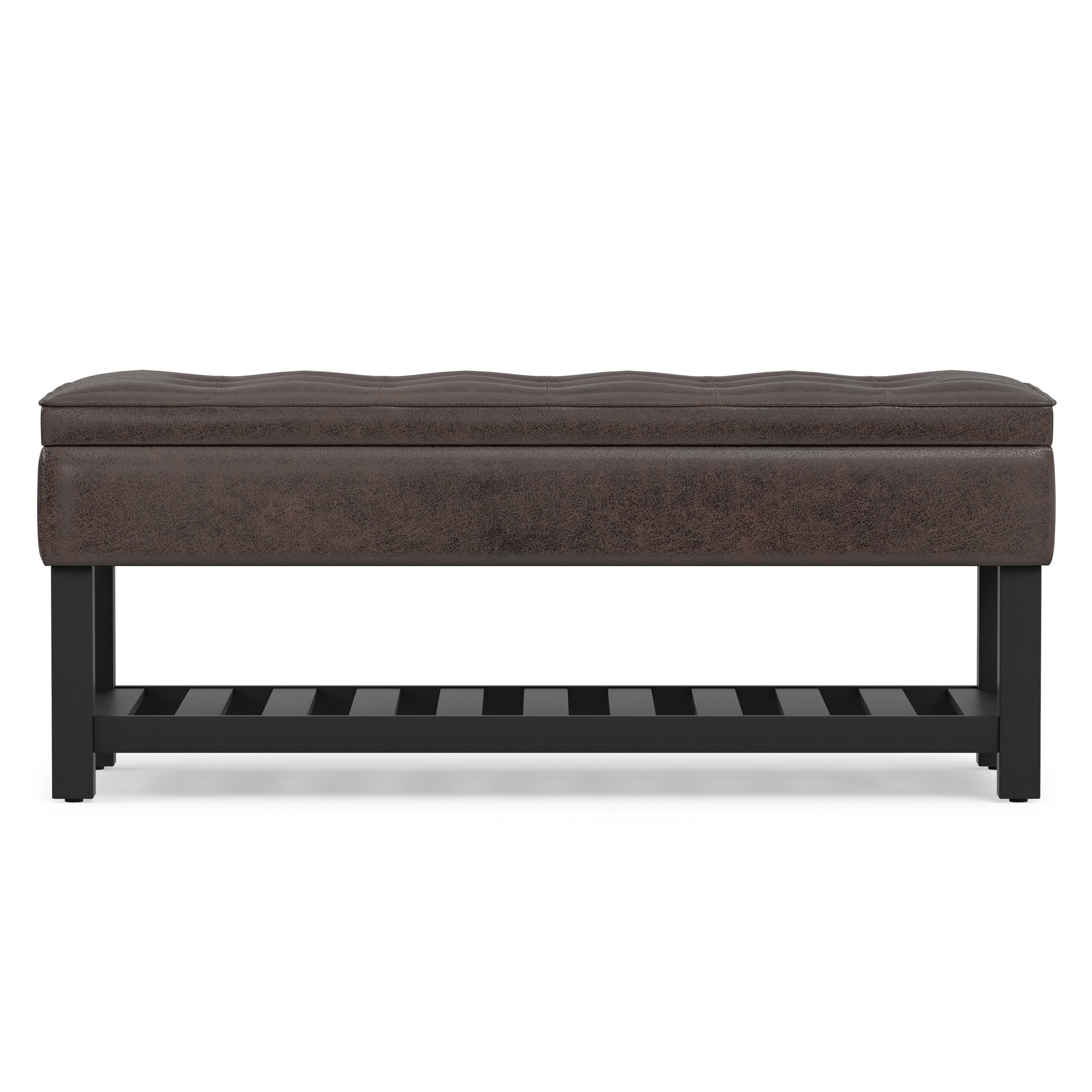 Distressed Brown Distressed Vegan Leather | Cosmopolitan Ottoman Bench in Distressed Vegan Leather