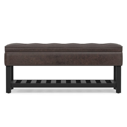 Distressed Brown Distressed Vegan Leather | Cosmopolitan Ottoman Bench in Distressed Vegan Leather