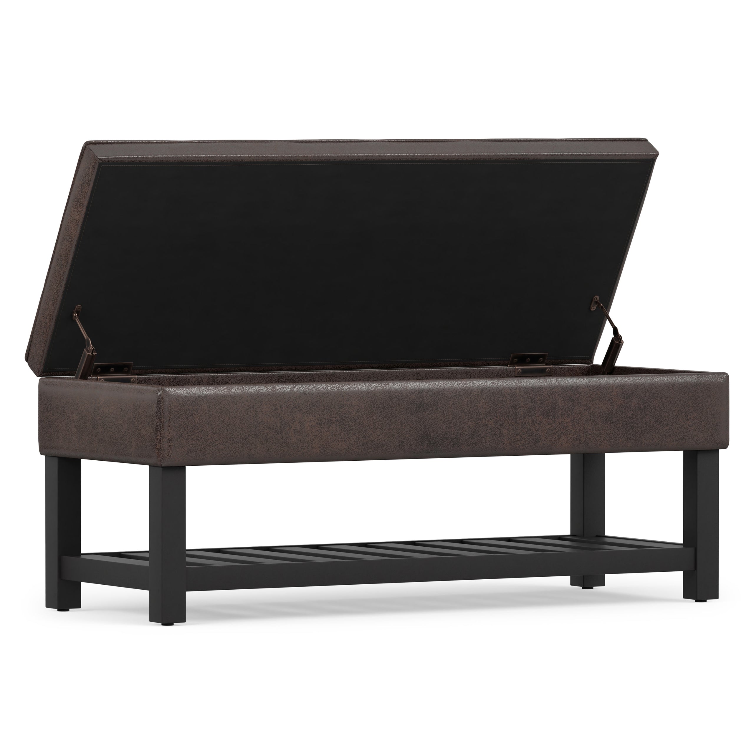 Distressed Brown Distressed Vegan Leather | Cosmopolitan Ottoman Bench in Distressed Vegan Leather