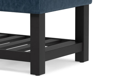 Denim Blue Vegan Leather | Cosmopolitan Entryway Storage Ottoman Bench