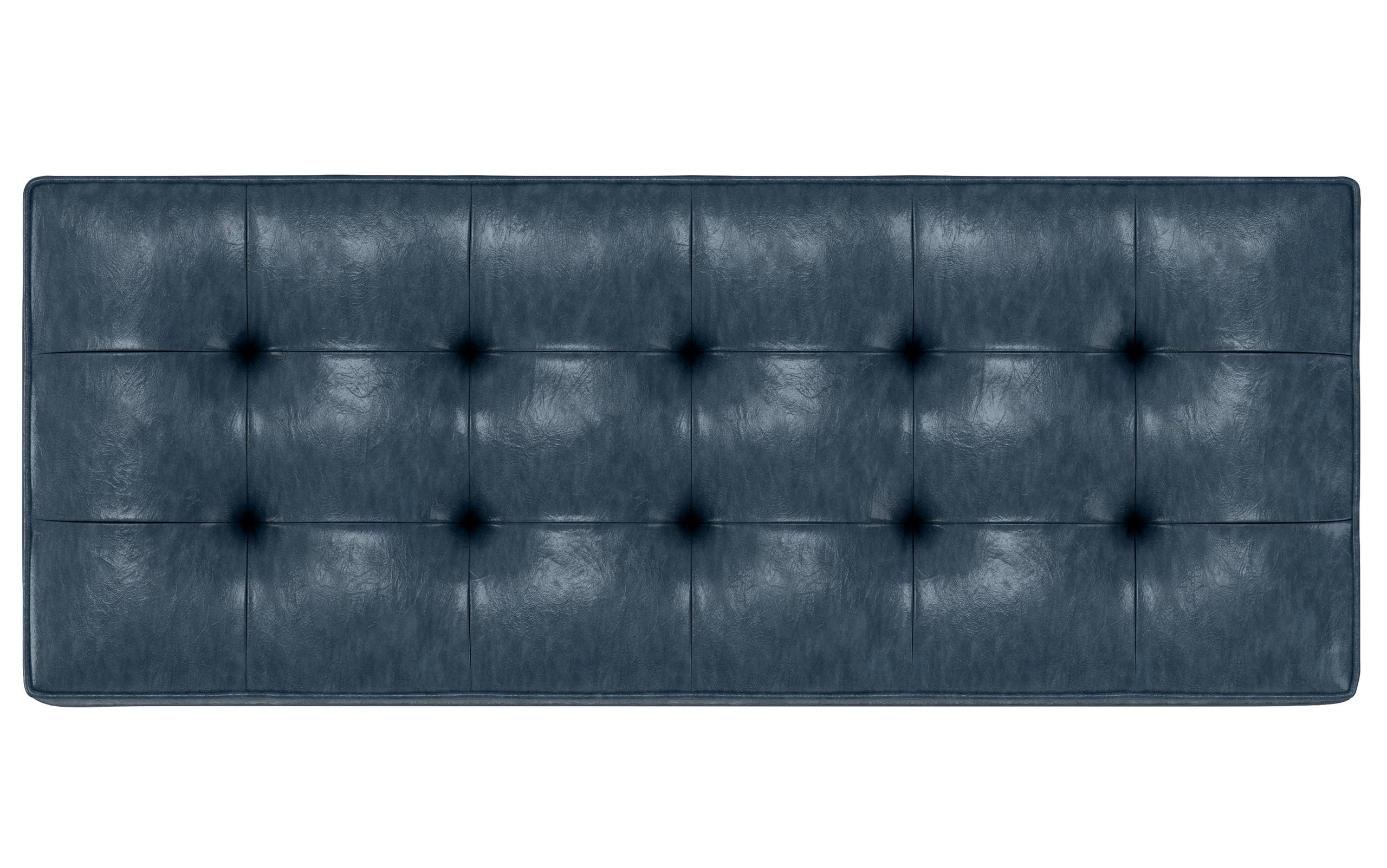 Denim Blue Vegan Leather | Cosmopolitan Entryway Storage Ottoman Bench
