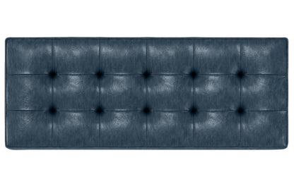 Denim Blue Vegan Leather | Cosmopolitan Entryway Storage Ottoman Bench