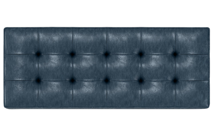 Denim Blue Vegan Leather | Cosmopolitan Entryway Storage Ottoman Bench