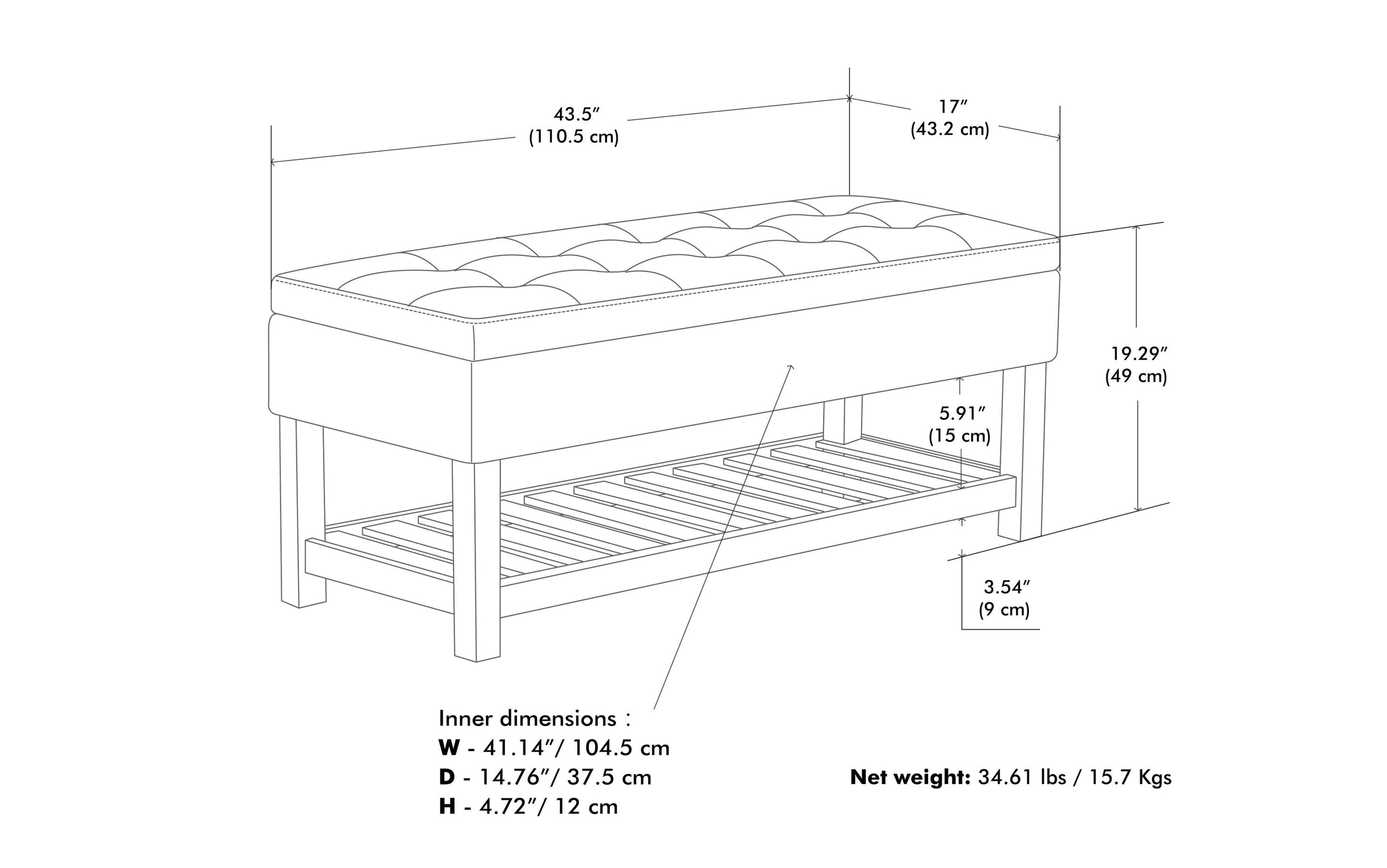 Distressed Grey Taupe Distressed Vegan Leather | Cosmopolitan Entryway Storage Ottoman Bench