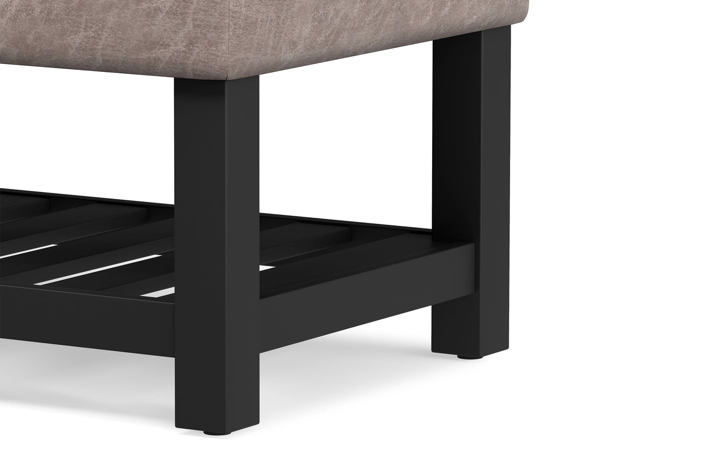Distressed Grey Taupe Distressed Vegan Leather | Cosmopolitan Entryway Storage Ottoman Bench