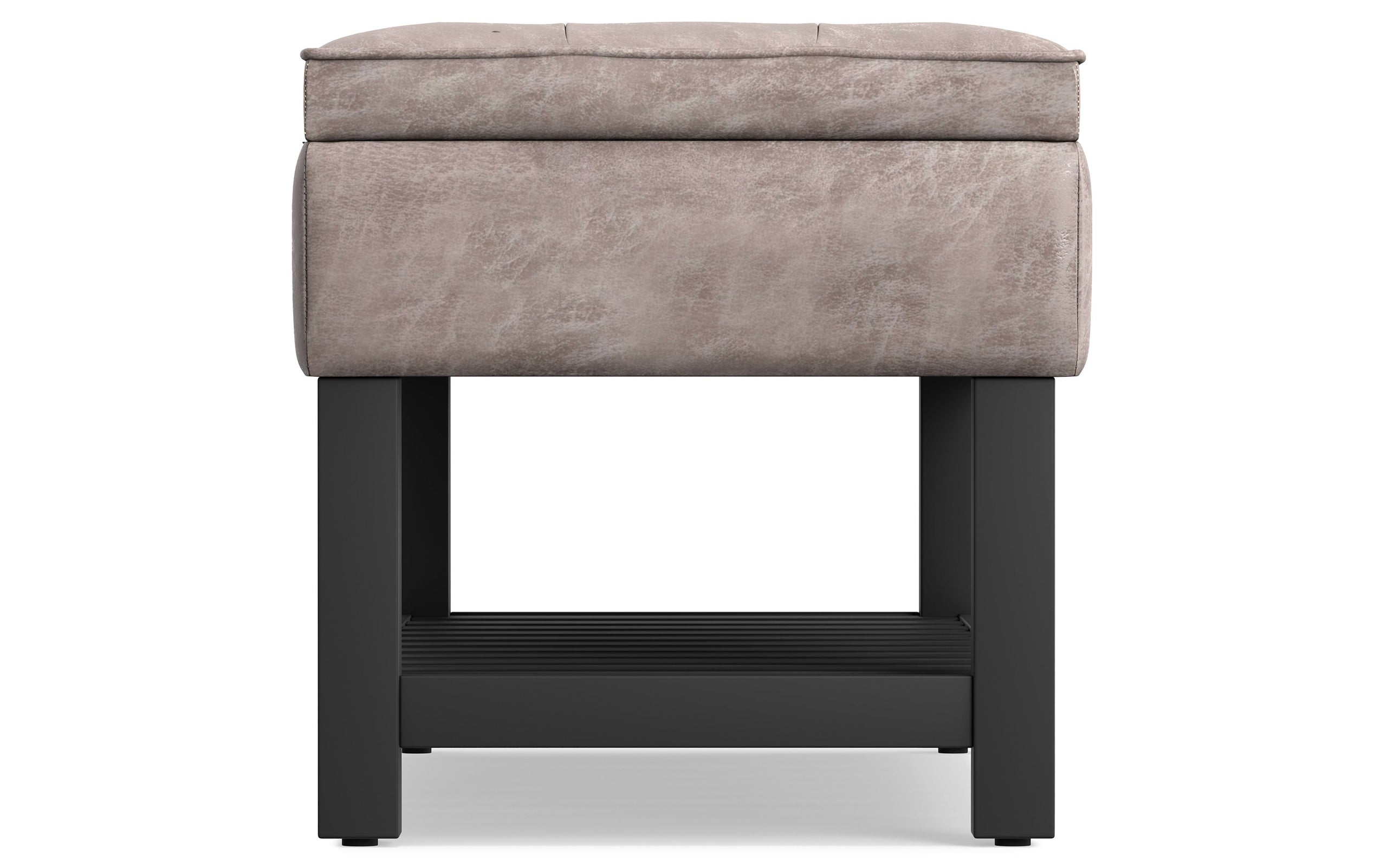 Distressed Grey Taupe Distressed Vegan Leather | Cosmopolitan Entryway Storage Ottoman Bench
