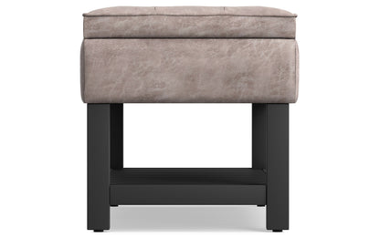 Distressed Grey Taupe Distressed Vegan Leather | Cosmopolitan Entryway Storage Ottoman Bench