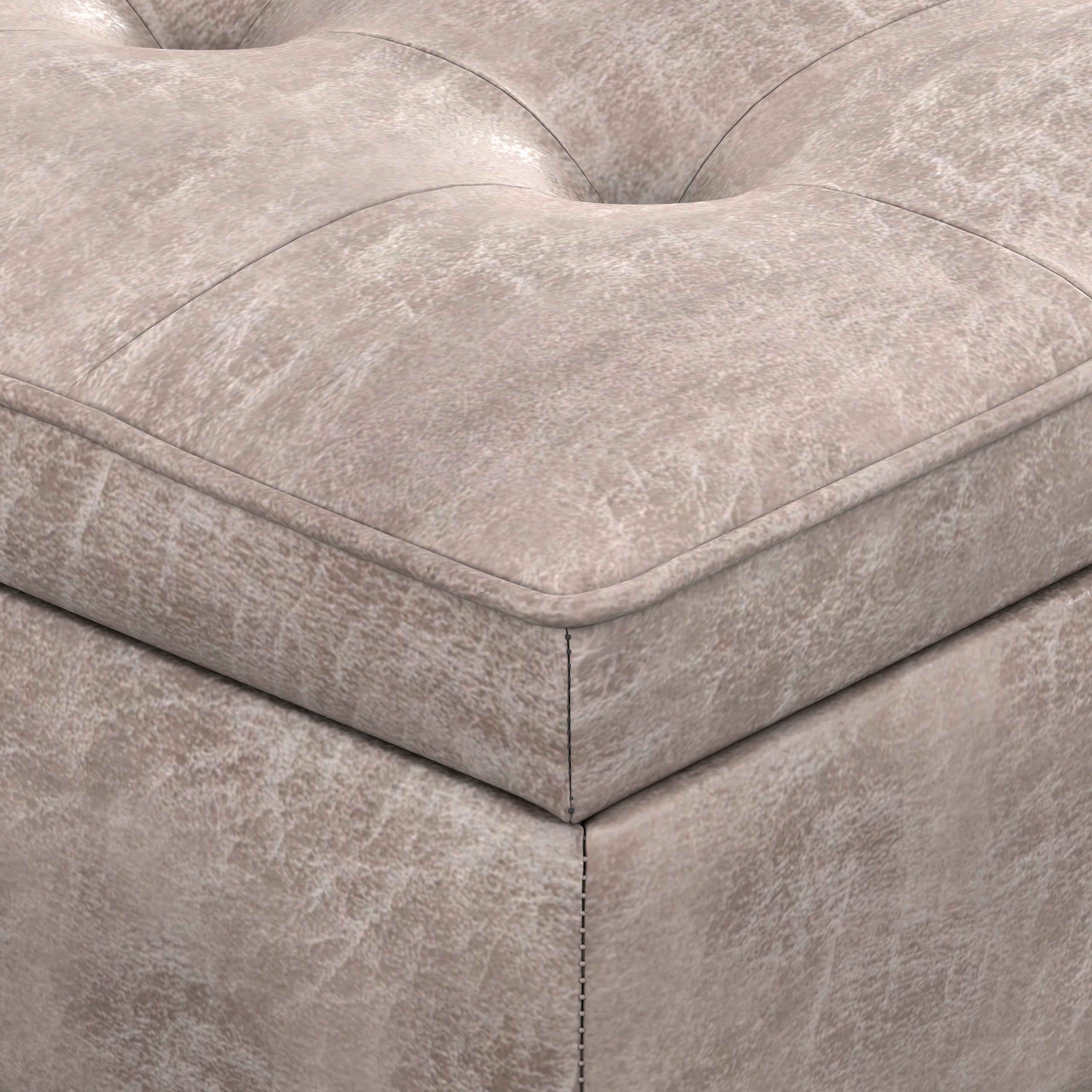 Distressed Grey Taupe Distressed Vegan Leather | Cosmopolitan Ottoman Bench in Distressed Vegan Leather