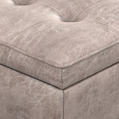 Distressed Grey Taupe Distressed Vegan Leather | Cosmopolitan Ottoman Bench in Distressed Vegan Leather
