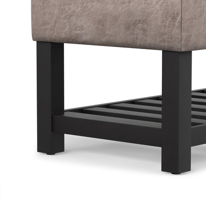 Distressed Grey Taupe Distressed Vegan Leather | Cosmopolitan Ottoman Bench in Distressed Vegan Leather