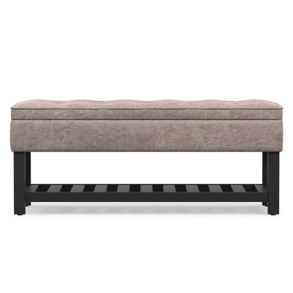 Distressed Grey Taupe Distressed Vegan Leather | Cosmopolitan Ottoman Bench in Distressed Vegan Leather
