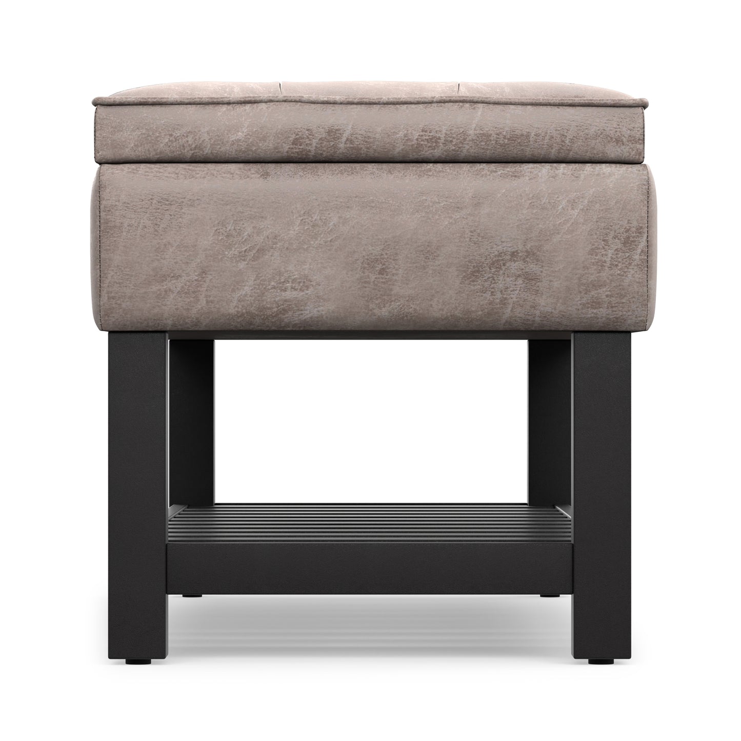 Distressed Grey Taupe Distressed Vegan Leather | Cosmopolitan Ottoman Bench in Distressed Vegan Leather