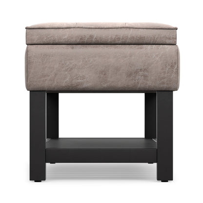 Distressed Grey Taupe Distressed Vegan Leather | Cosmopolitan Ottoman Bench in Distressed Vegan Leather