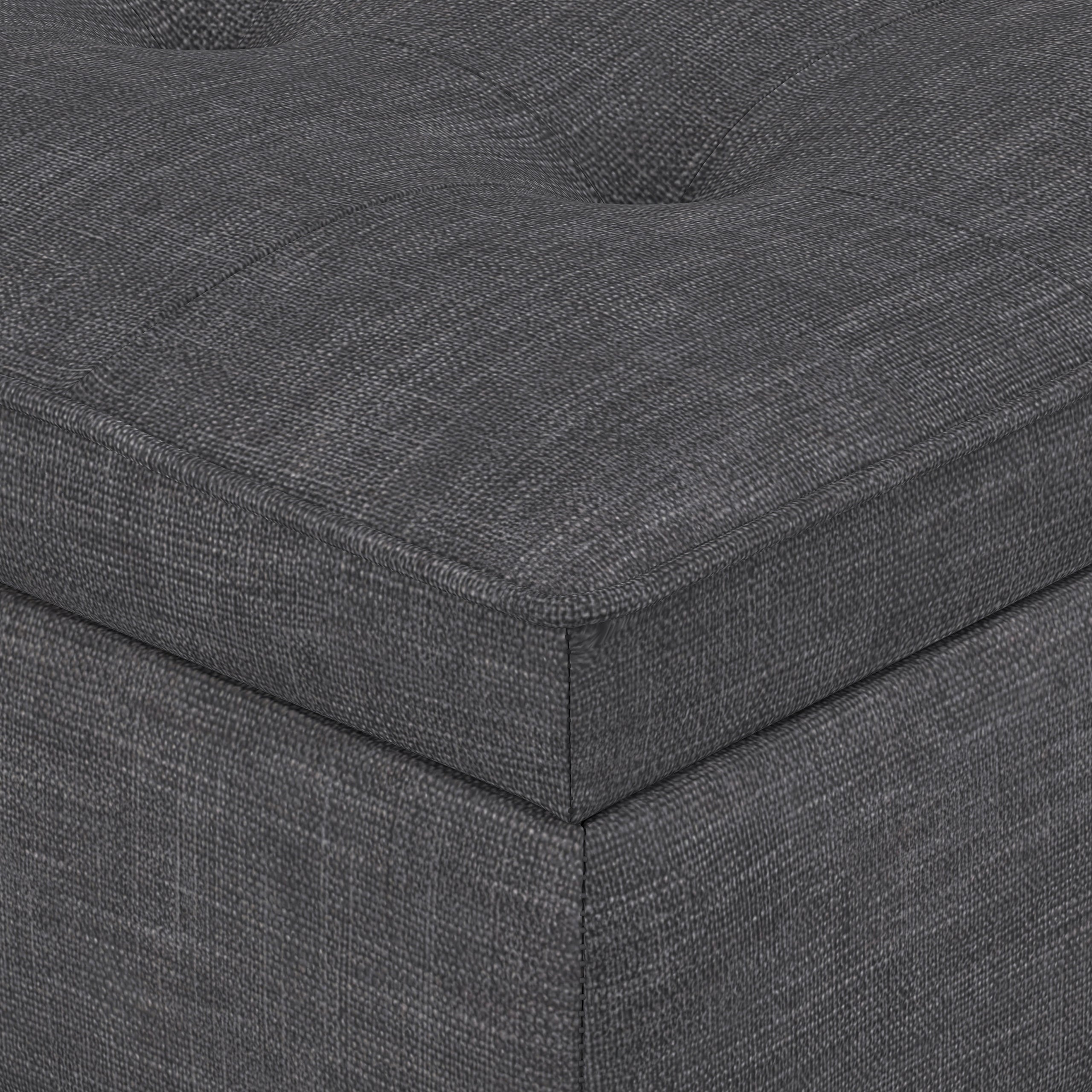 Slate Grey Linen Style Fabric | Cosmopolitan Ottoman Bench in Linen