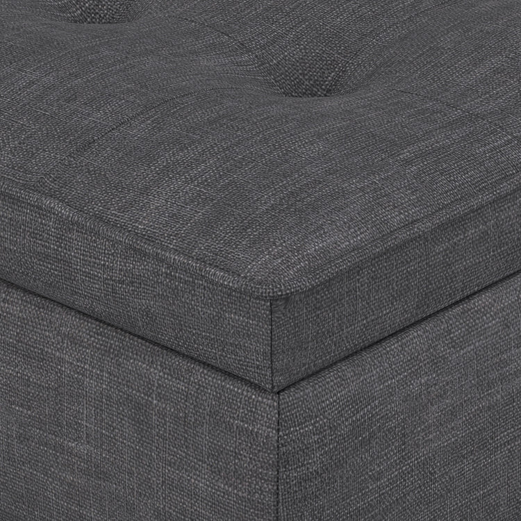Slate Grey Linen Style Fabric | Cosmopolitan Ottoman Bench in Linen