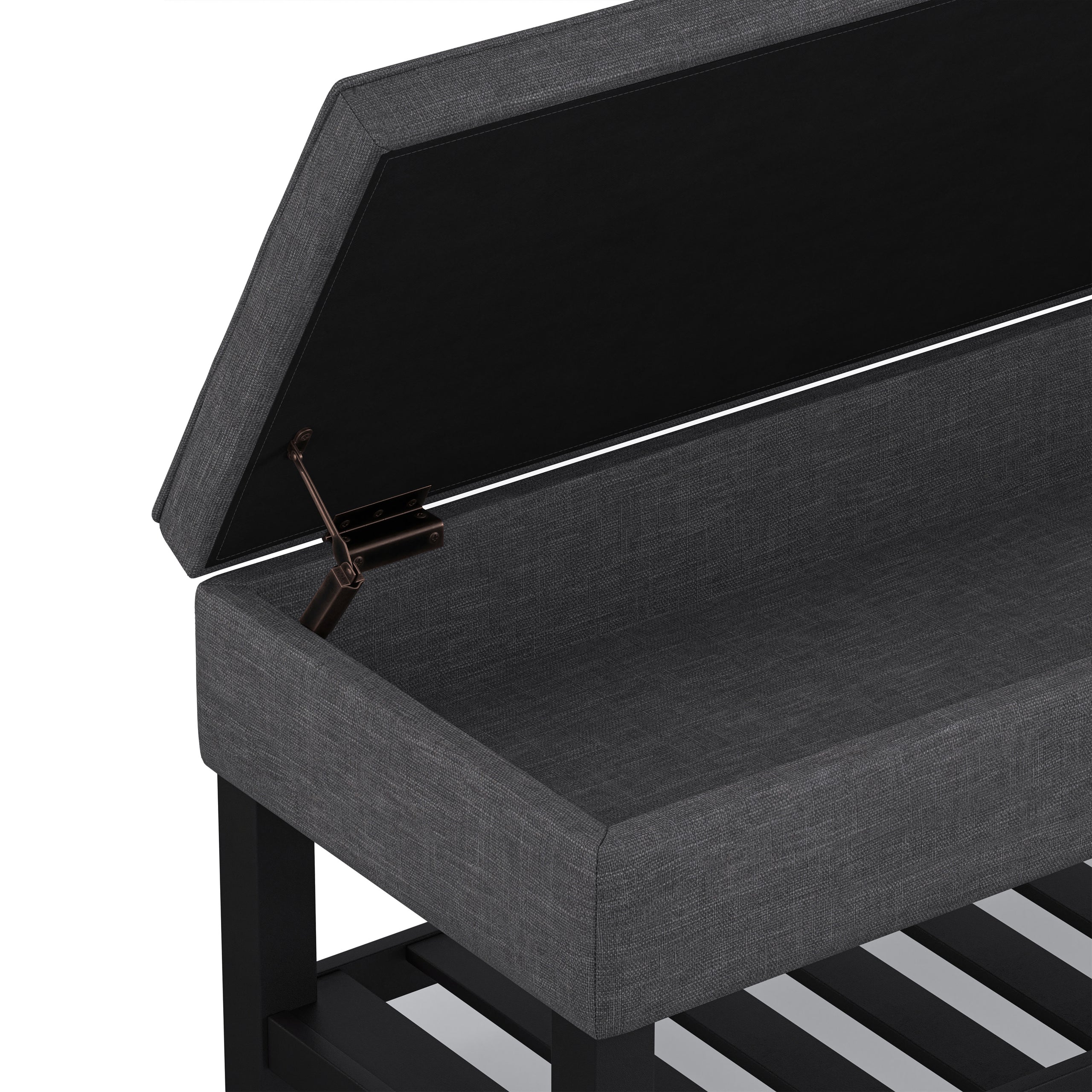 Slate Grey Linen Style Fabric | Cosmopolitan Ottoman Bench in Linen