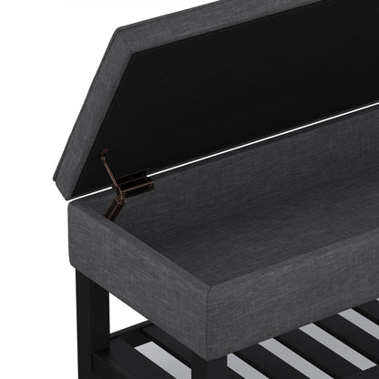 Slate Grey Linen Style Fabric | Cosmopolitan Ottoman Bench in Linen