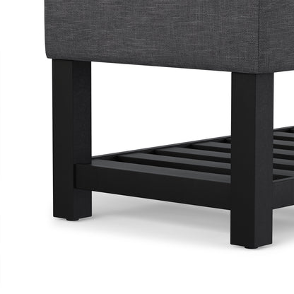 Slate Grey Linen Style Fabric | Cosmopolitan Ottoman Bench in Linen
