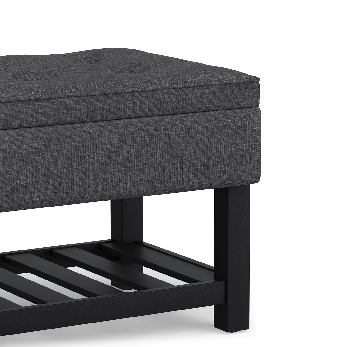 Slate Grey Linen Style Fabric | Cosmopolitan Ottoman Bench in Linen