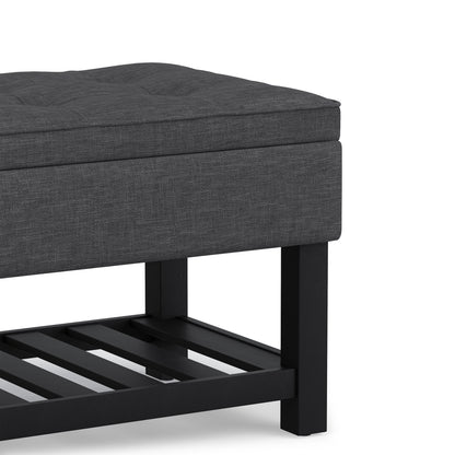 Slate Grey Linen Style Fabric | Cosmopolitan Ottoman Bench in Linen