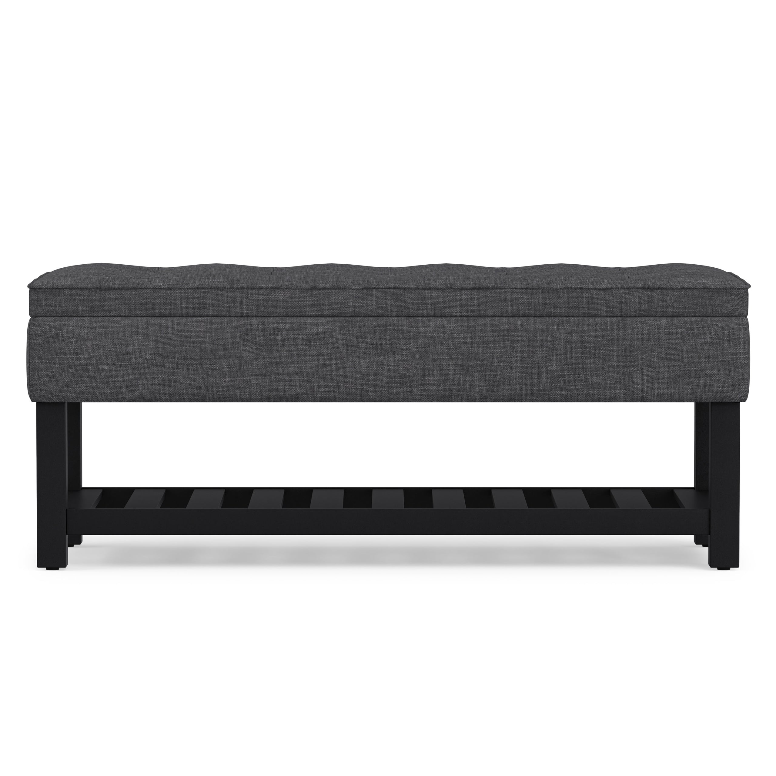 Slate Grey Linen Style Fabric | Cosmopolitan Ottoman Bench in Linen
