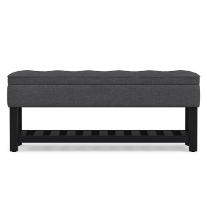 Slate Grey Linen Style Fabric | Cosmopolitan Ottoman Bench in Linen
