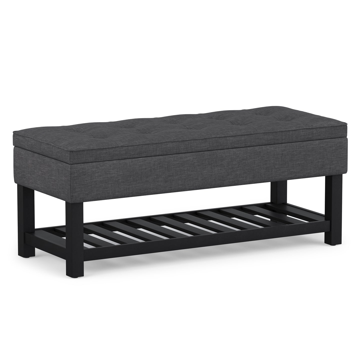 Slate Grey Linen Style Fabric | Cosmopolitan Ottoman Bench in Linen