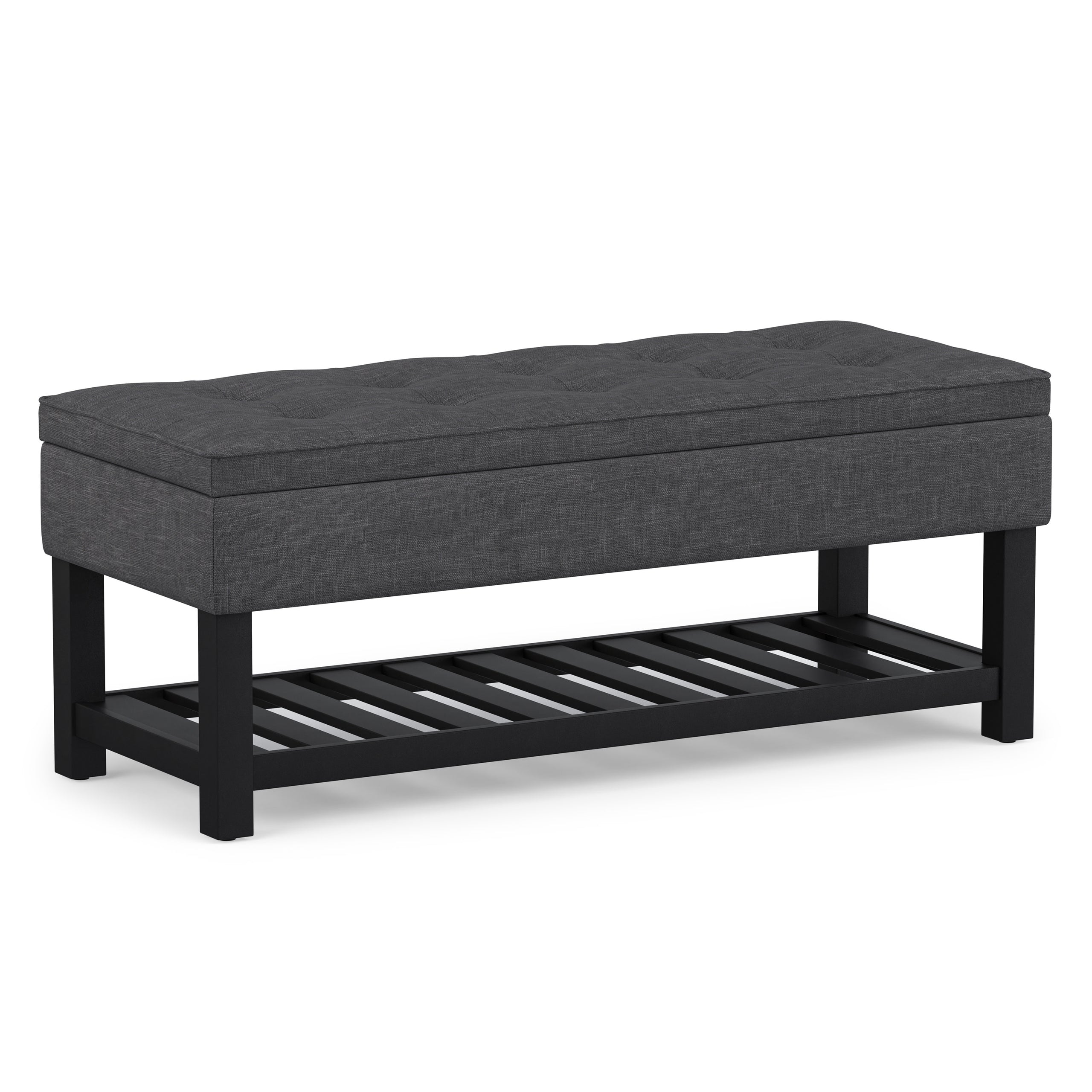 Slate Grey Linen Style Fabric | Cosmopolitan Ottoman Bench in Linen